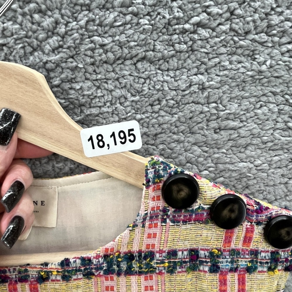 Sezane Dress 4 Multicolor Plaid Tweed Katie Sleeveless MOD Retro Mini Shift - Picture 13 of 13